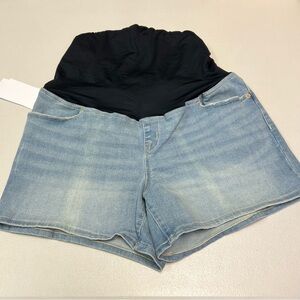 Isabel Maternity Super Stretch Blue Denim Midi Short Size 12
